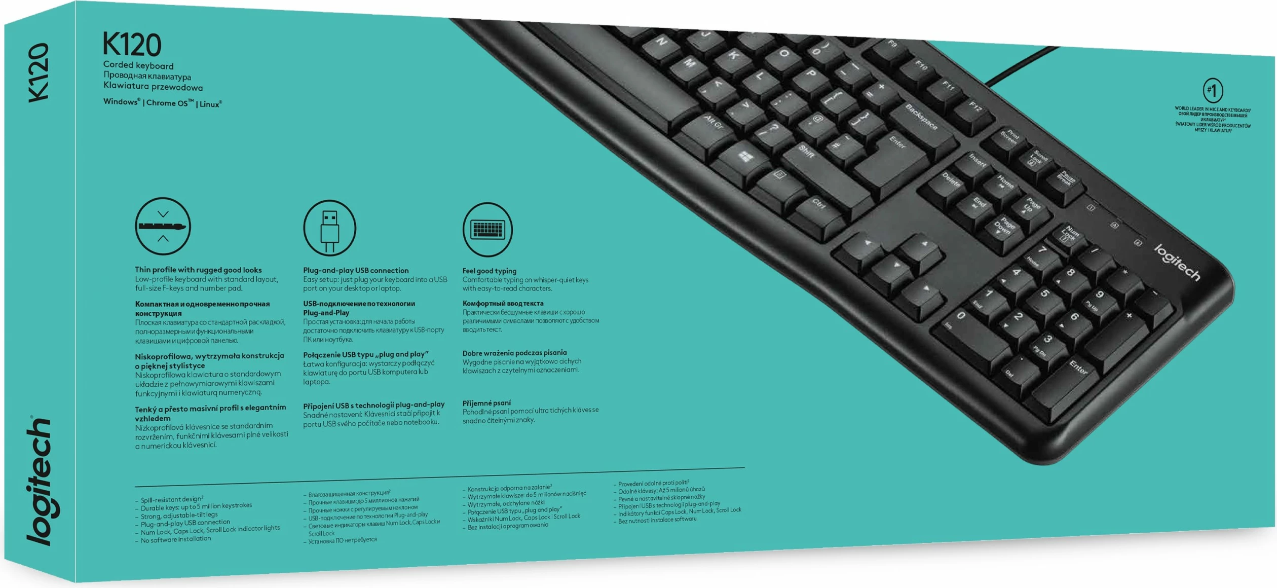 Tastierë Logitech K120, full-size, me kabllo, USB, AZERTY, e zezë