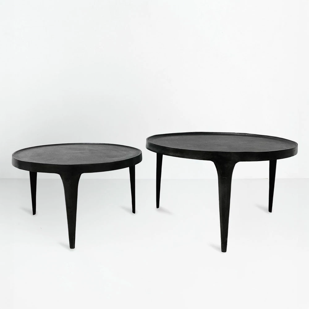 Set tavolinash kafeje, 2 copë, ngjyrë e zezë, 75x75x45.5cm