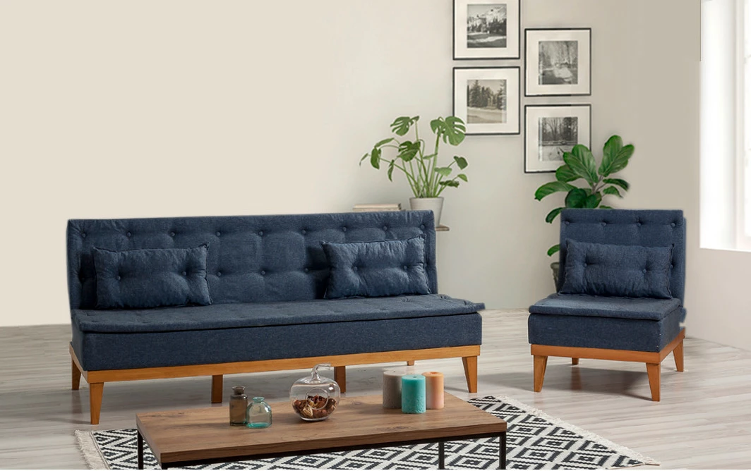 Set divan-krevat Atelier del Sofa, ngjyrë kaltër e errët, Fuoco-TKM06-1048