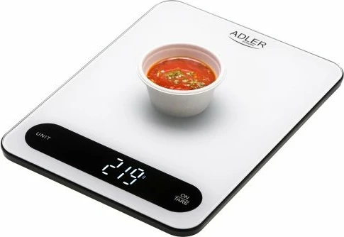 Peshore kuzhine Adler AD 3177, 10 kg, 1 g, USB-C, xham 16x22 cm, e bardhë, me kabllo