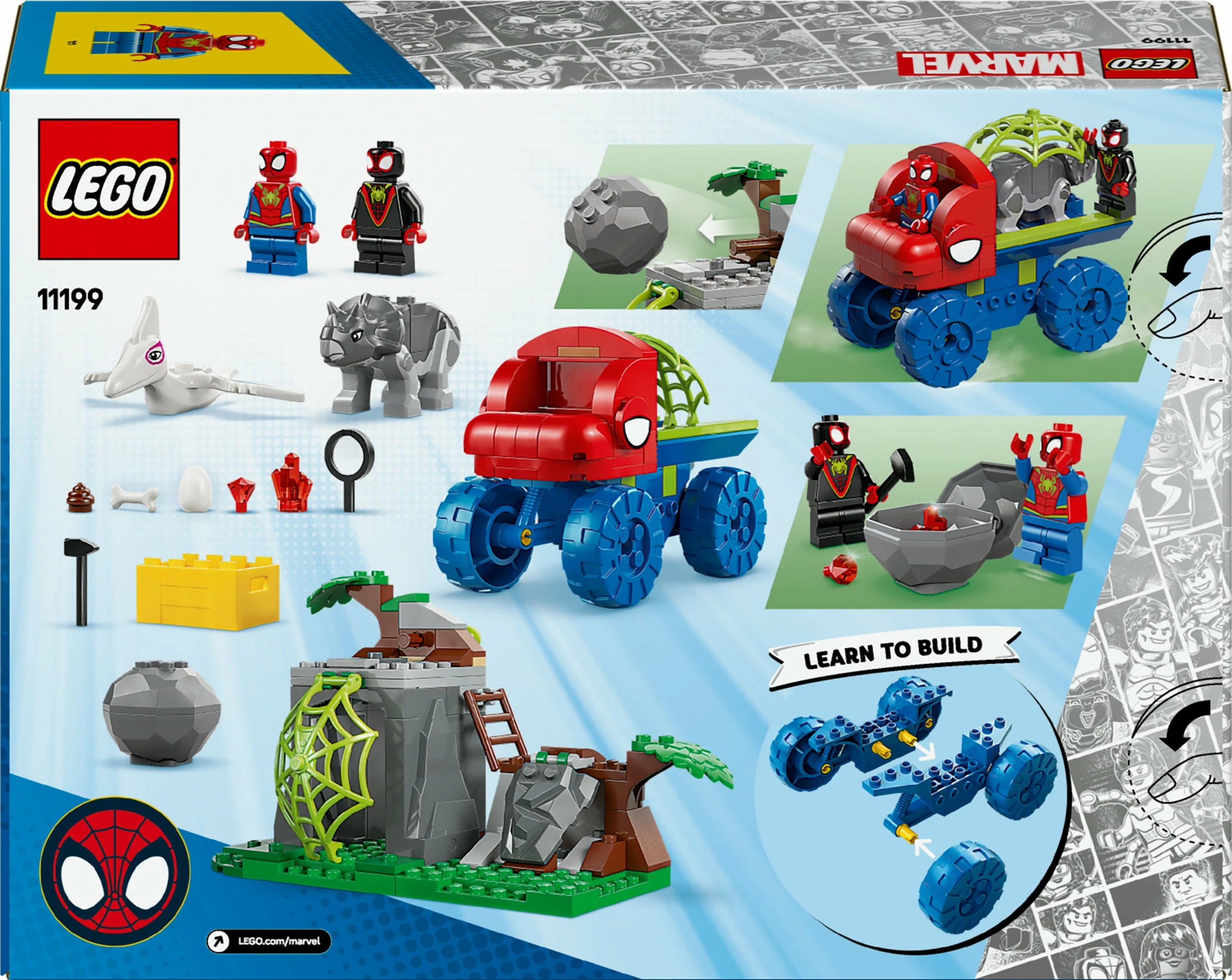 Set ndërtimi LEGO Marvel 11199 Spidey’s Team Dino Crawler Rescue, 136 pjesë, shumëngjyrëshe