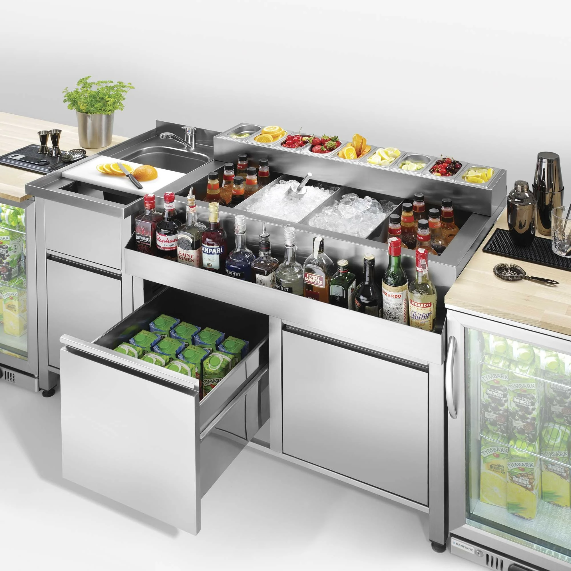 Panel muror për bar, Barmatic Oxygen, 1000x200/600xH1100 mm, çelik inox, argjendtë