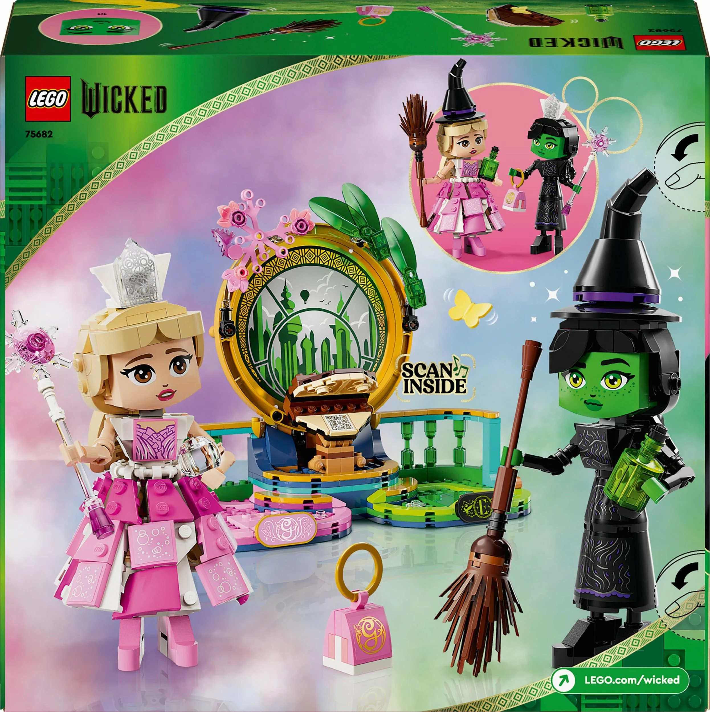 Set ndërtimi LEGO Wicked figurina Elphaba dhe Glinda 75682, 558 copë, 10+