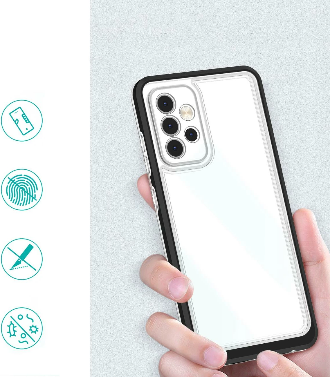 Mbështjellës Hurtel Hybrid Armor Clear 3in1 për Samsung Galaxy A73, i zi/transparente