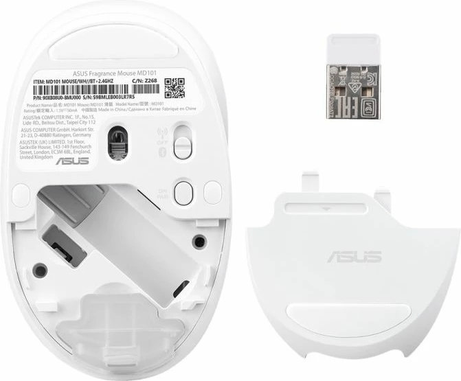 maus wireless Asus MD101 Fragrance, i bardhë