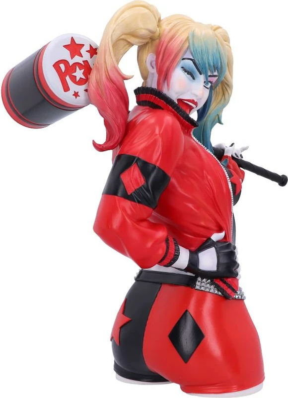 Bust koleksionues NEMESIS NOW Harley Quinn 30 cm, rezinë, i pikturuar me dorë, kuqe/zi, kuti dhurate