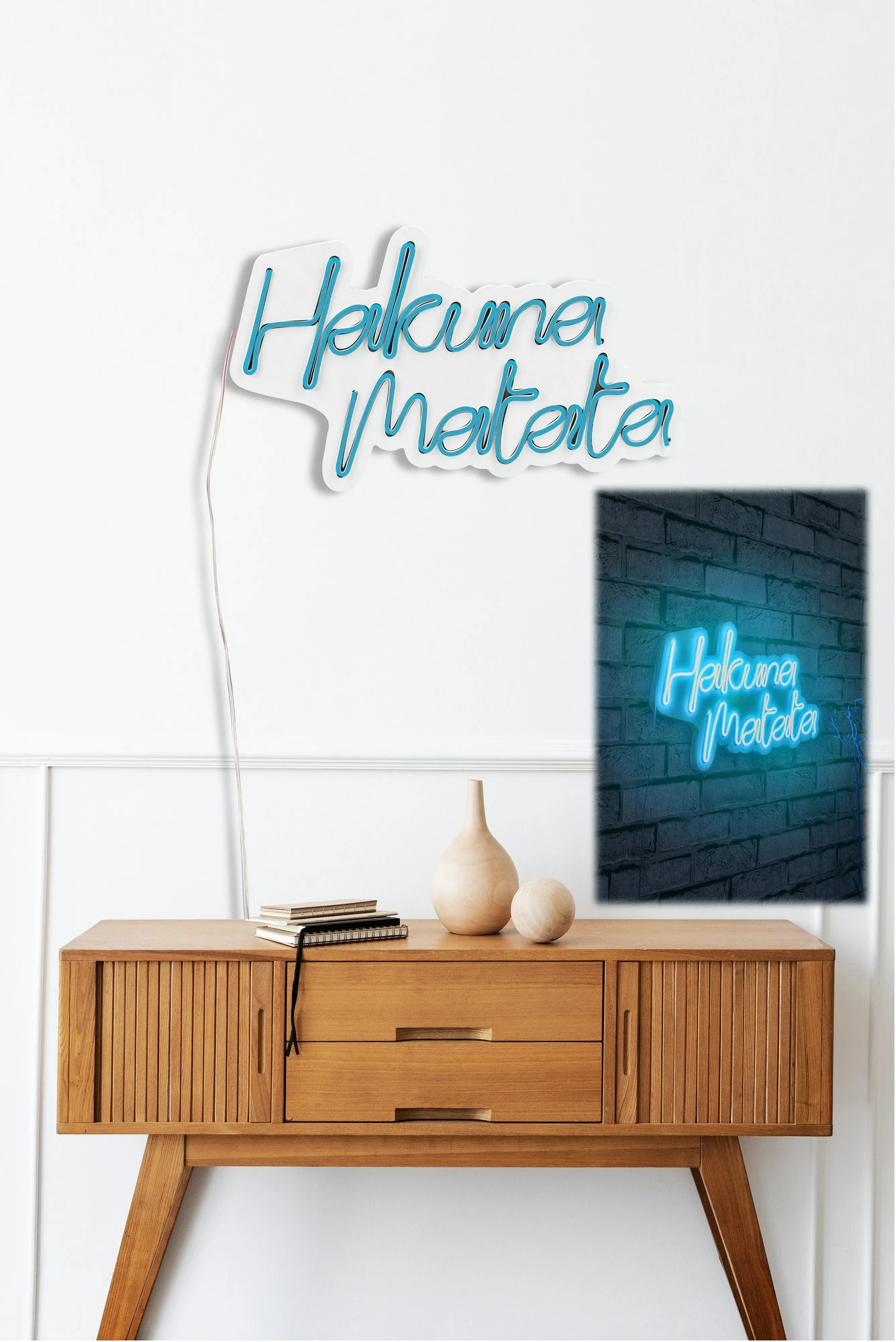 Dekor dritash LED plastike, Hakuna Matata, ngjyrë kaltër