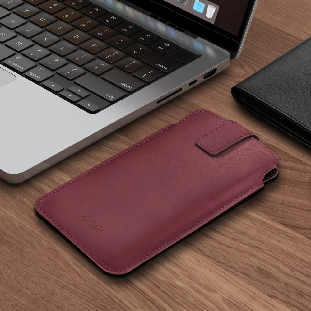 Mbështjellës Tech-Protect SM65 për celular 6.0-6.9", eco-lëkurë, me mbyllje magnetike, burgundy, 1 copë