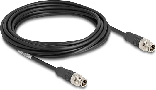 Kabllo Ethernet industriale DeLOCK M12 X-coded 8-pin, Cat5e, 5 m, S/FTP, e zezë
