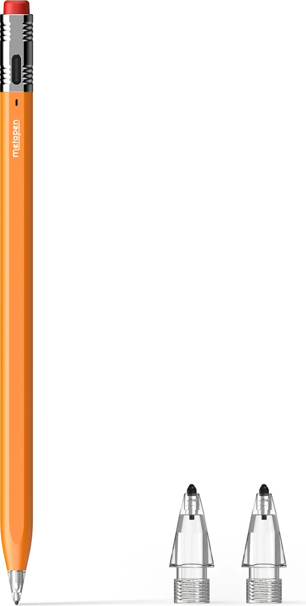 Stylus për iPad, Metapen, Pencil Air8 Pro X, 26 orë, USB-C, Palm Rejection, pa Bluetooth, 3 maja, portokalli