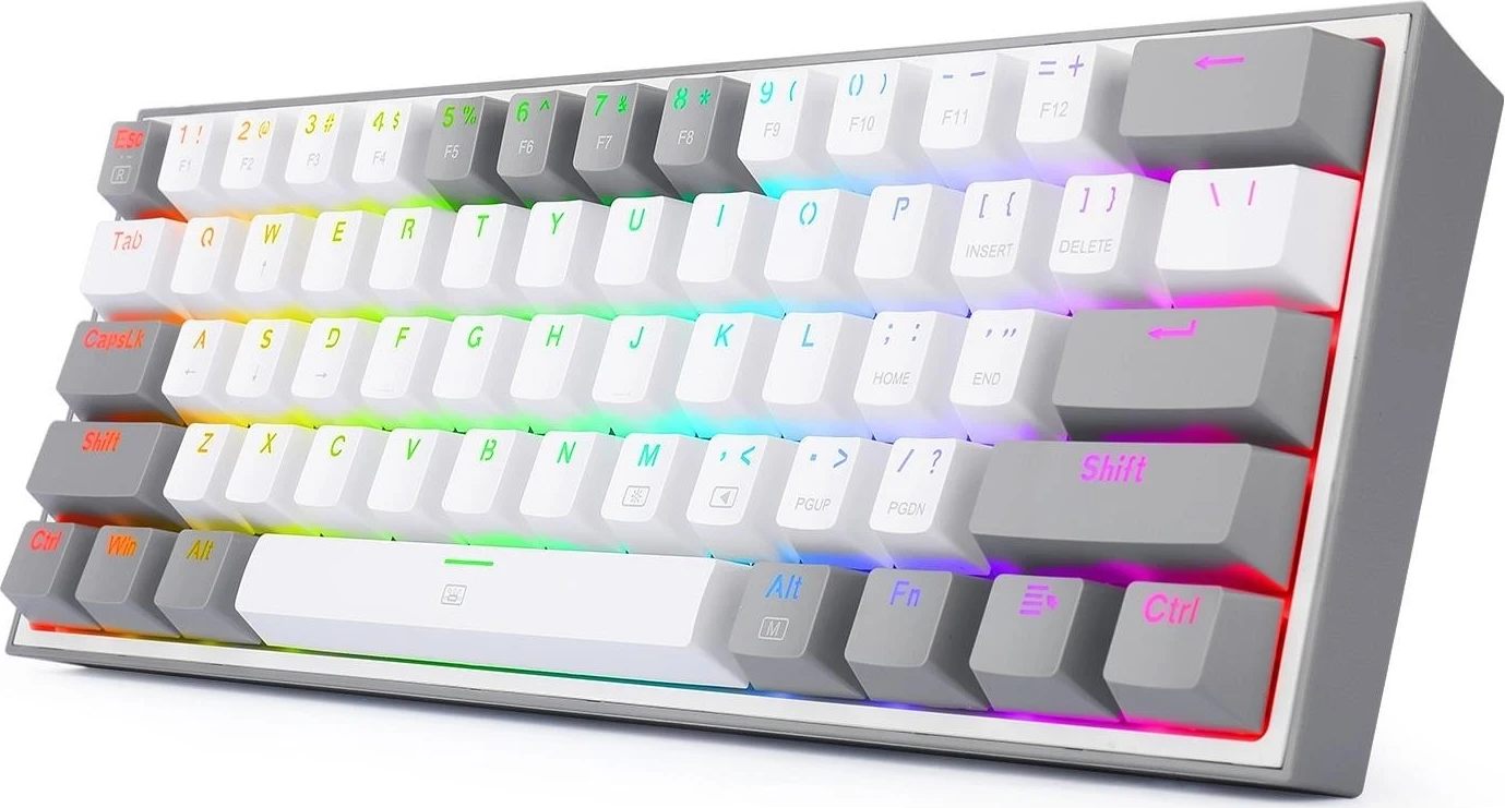 Tastierë Redragon K617 Fizz RGB, me ngjyra bardhë-gri