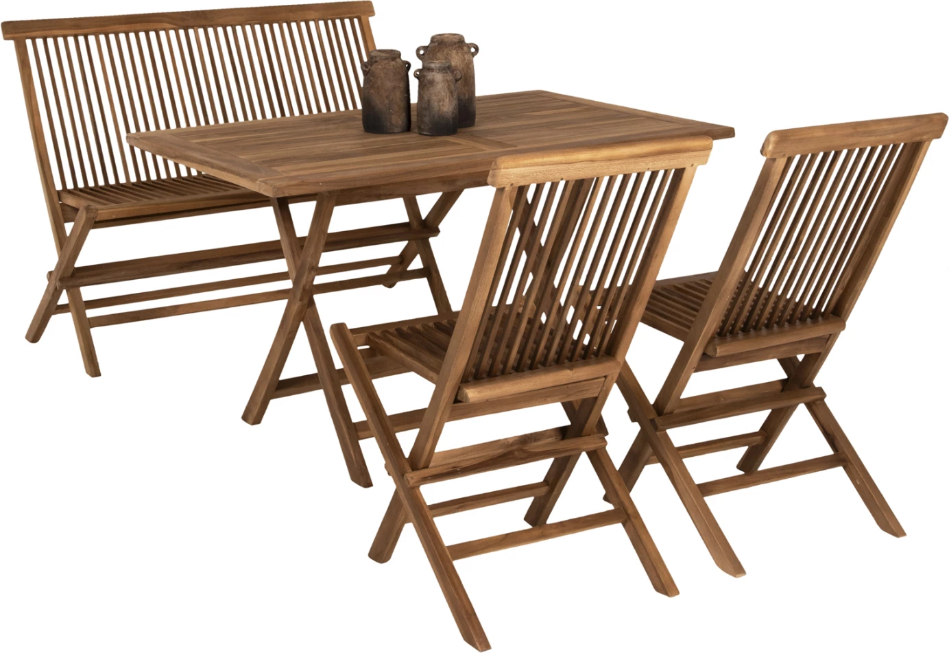 Tavolinë me karrige për terasë 4 copë KENDALL FH11953 dru teak ngjyrë natyrale