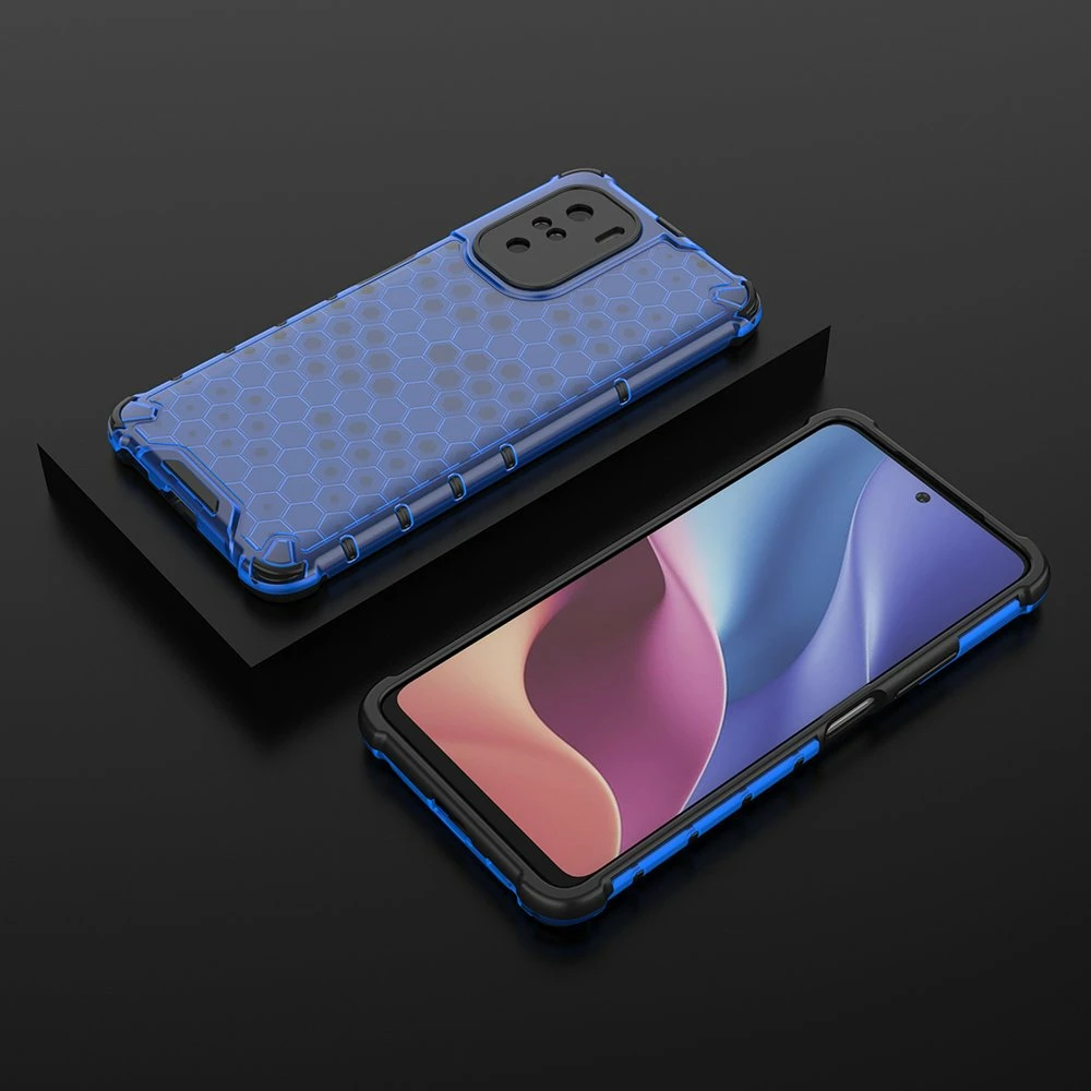 Mbështjellës telefoni Hurtel Honeycomb Case armor për Xiaomi Redmi K40 Pro+, K40 Pro, K40, Poco F3, kaltër
