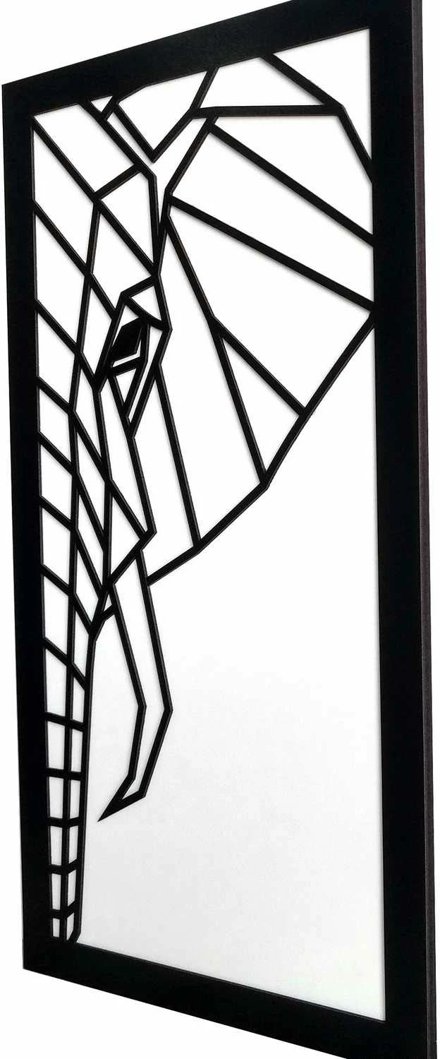 Pikturë dekorative MDF me kornizë, Wallity, Norsu, e zezë dhe e bardhë, 35x68cm