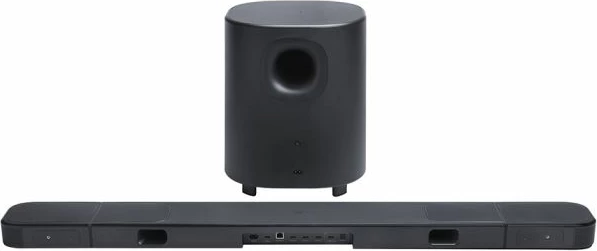 Soundbar JBL Bar 1000 MK2 7.1.4 Dolby Atmos/DTS:X 10\" subwoofer wireless 880W RMS, e zezë, set me subwoofer dhe altoparlantë të pasëm