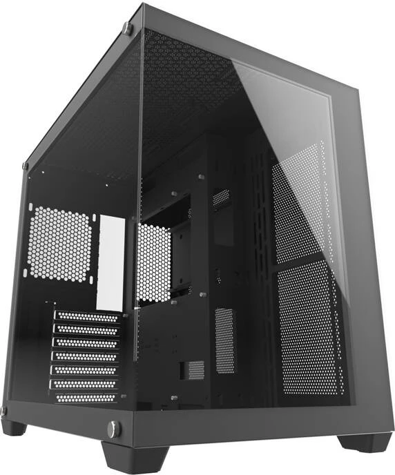 Kasë Darkflash C285P, mini tower, xham i temperuar, pa ventilatorë, e zezë
