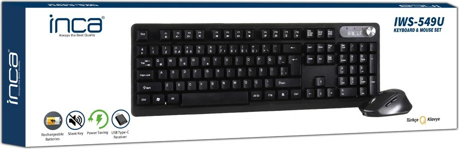 Set tastierë dhe maus Inca IWS-549U, USB 2.0/USB-C, zi