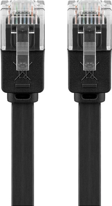 Kabllo rrjeti Goobay CAT6 RJ45–RJ45, 1 m, e sheshtë, e zezë