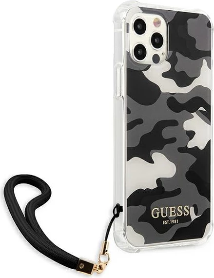 Mbështjellës Guess GUHCP12MKSARBK për iPhone 12/12 Pro, Hardcase, Camo, i zi