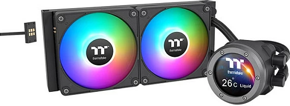 Kasë ftohëse me lëng Thermaltake TH240 V2 Ultra EX ARGB, 240mm, ekran LCD, e zezë