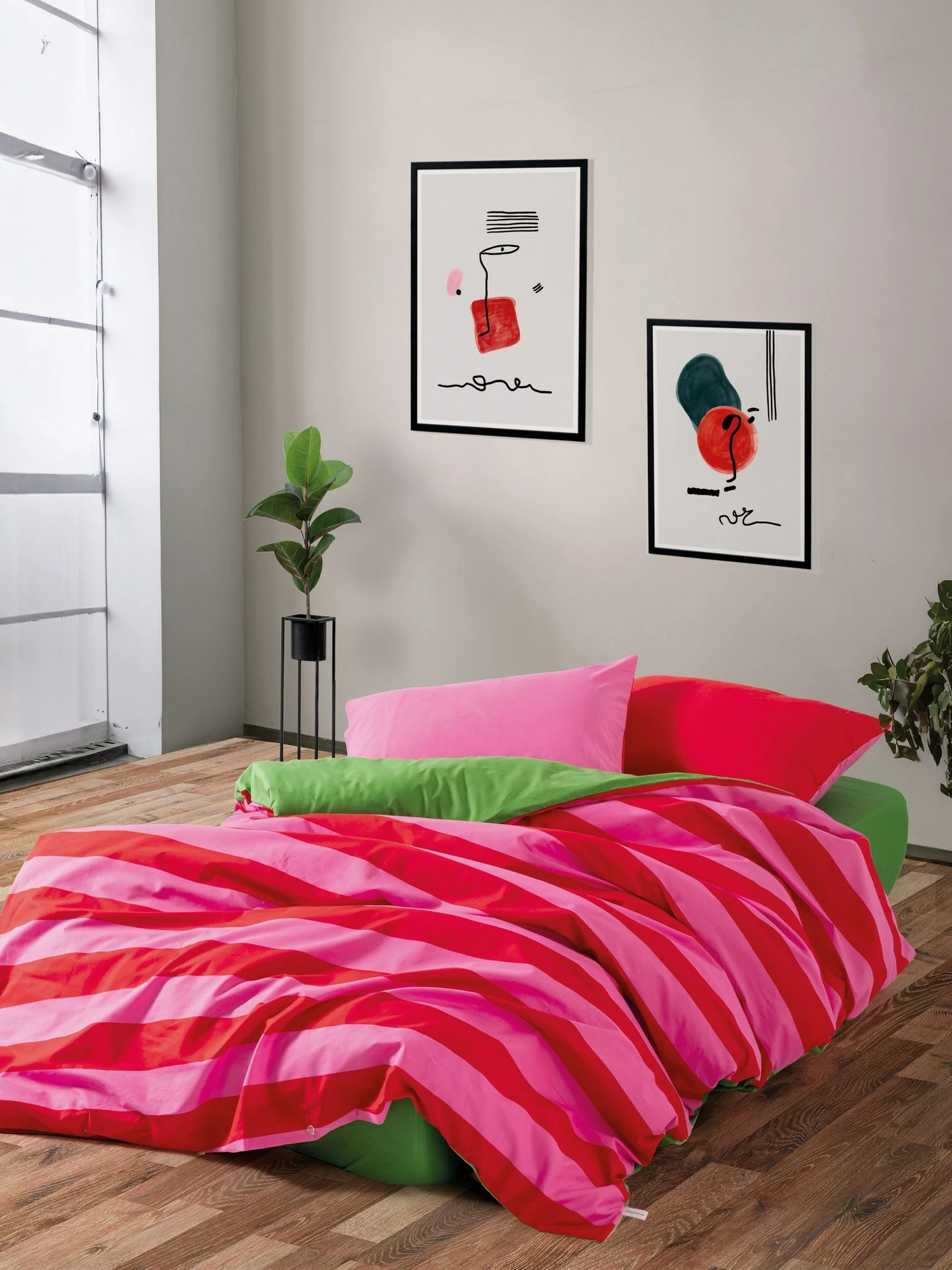 Set mbulesë për jorgan dopio L'essentiel Cherie, ngjyrë e gjelbër, rozë, fuksia