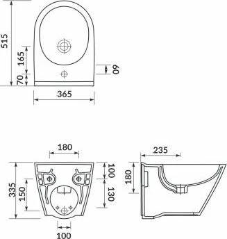 Bide e varur në mur Cersanit City Oval Box K35-043 52x37 cm me vrimë për rubinet, e bardhë (set montimi i përfshirë)