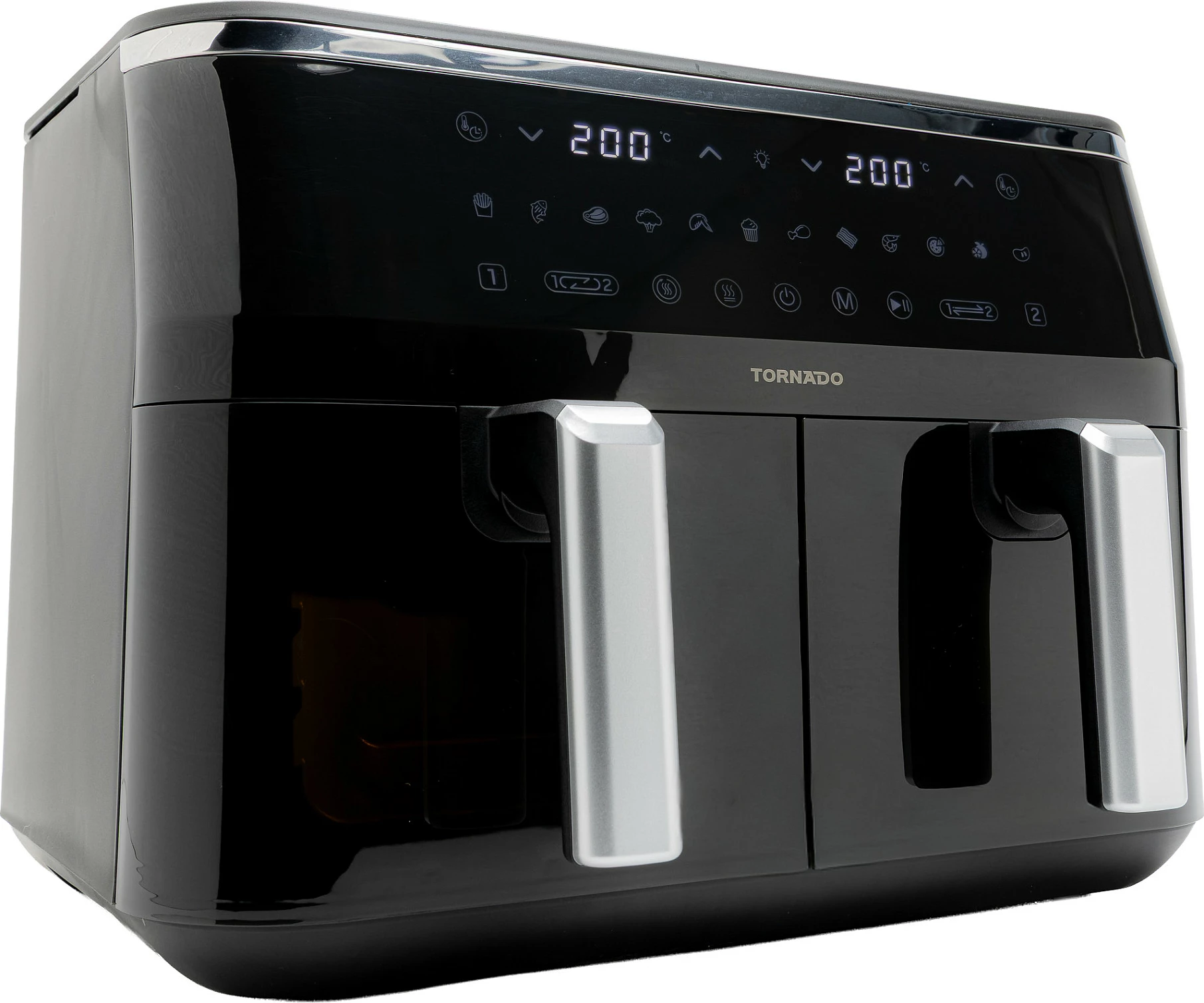 Air fryer Tornado TAFT-1000-GS Duo, dy shporta, panel digjital, e zezë