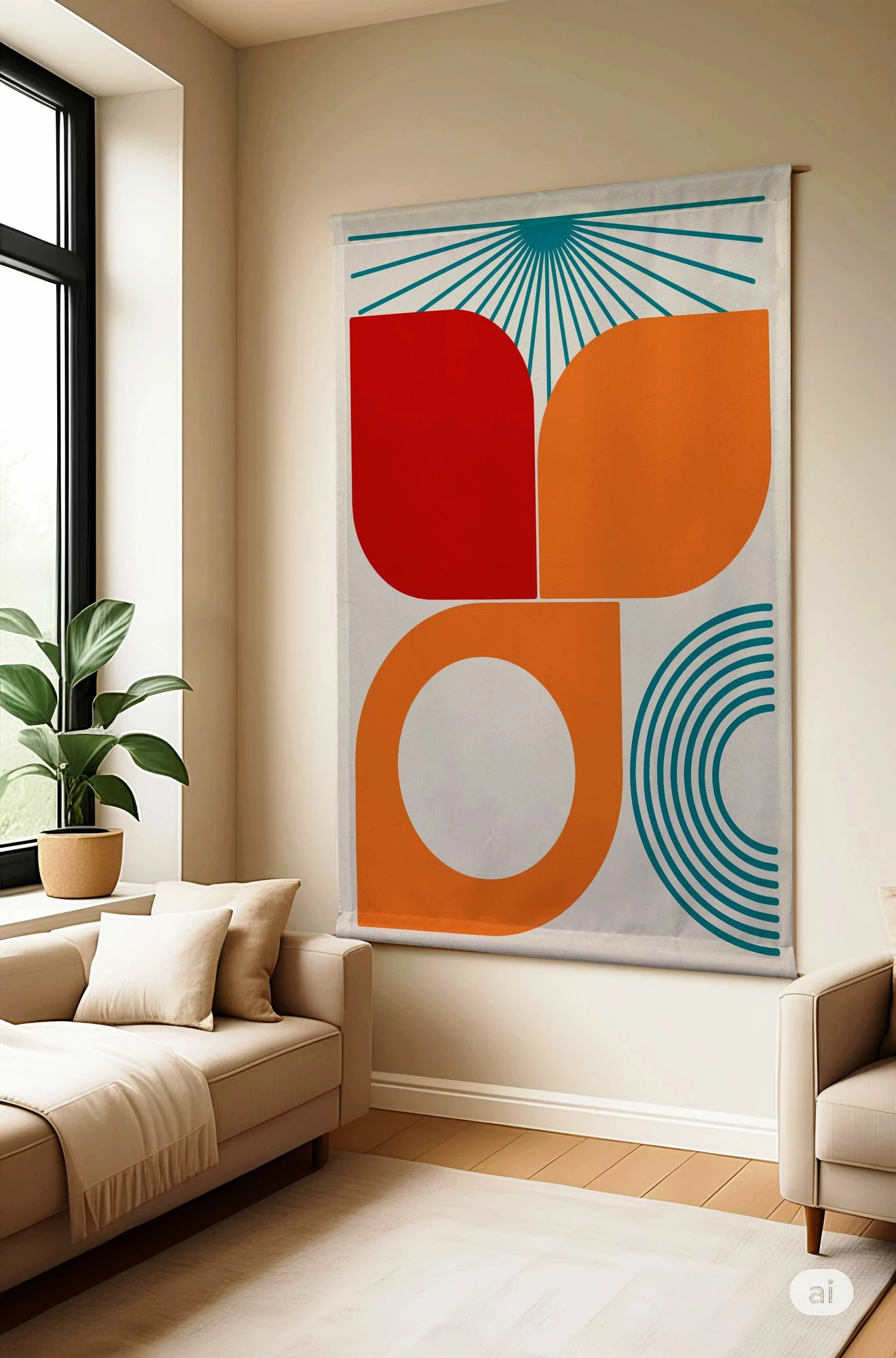Pikturë dekorative poliestër, Wallity Polybaby 12, shumëngjyrëshe, 145x200cm