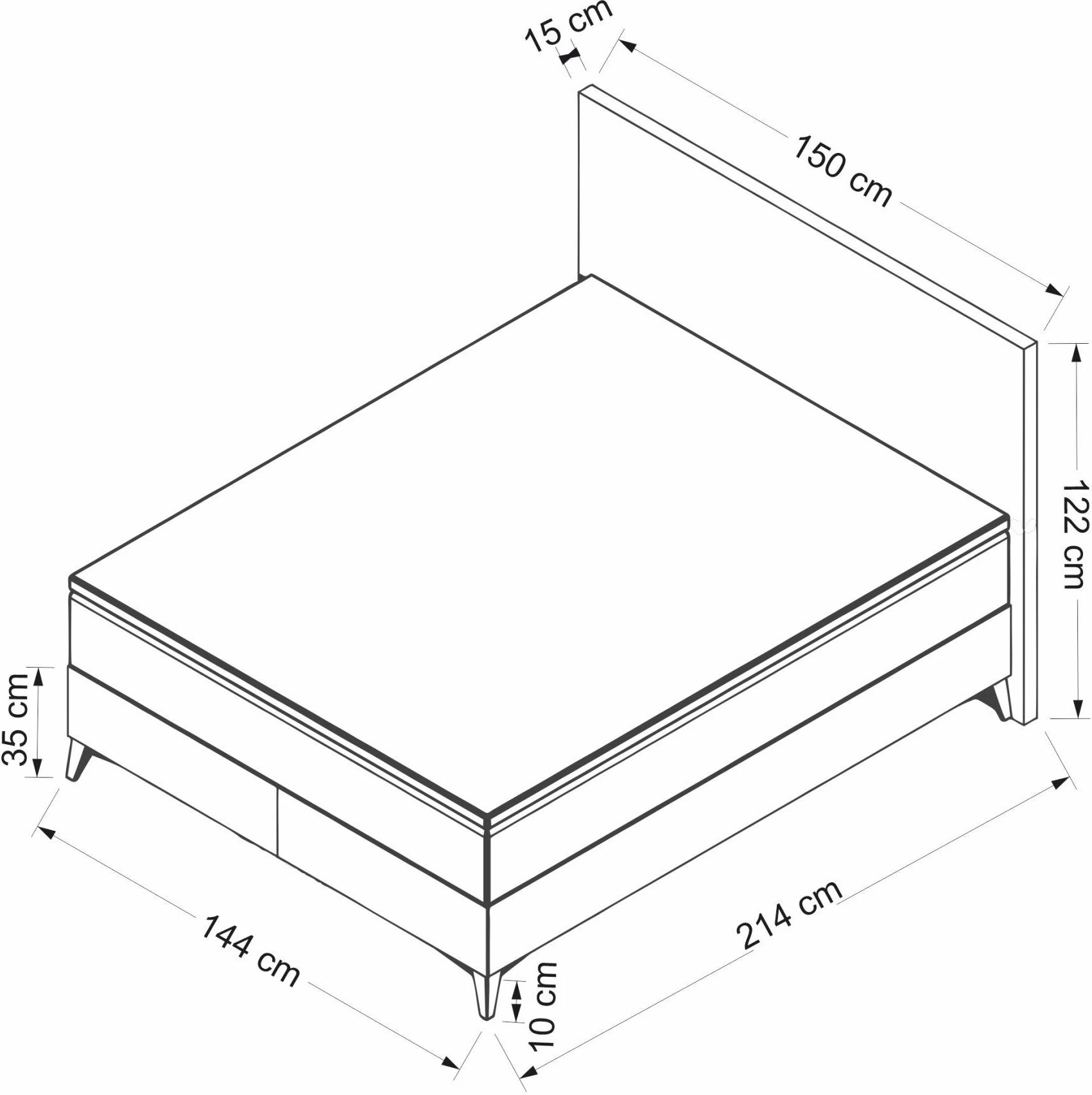Baze dhe shtrat dopio me taban, Skye Decor, Relax, 140x200, bezhë