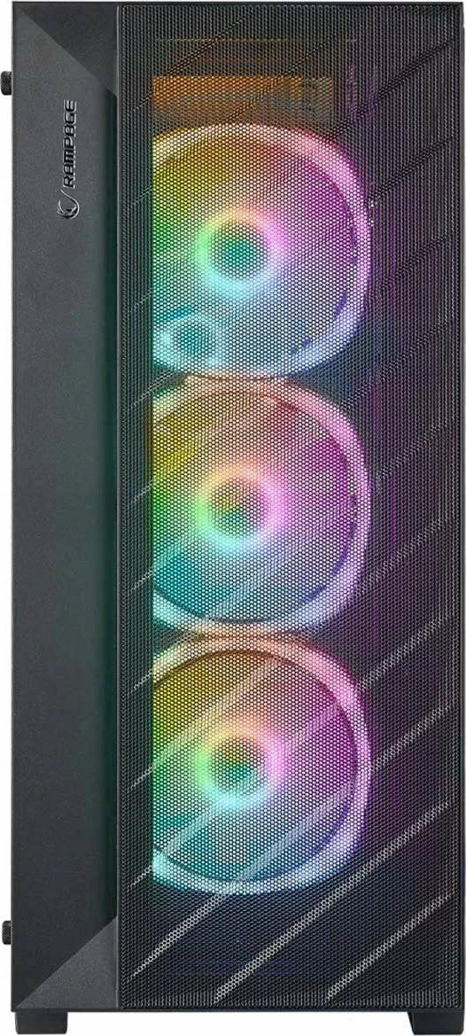 Kasë Rampage Prime Mesh ARGB, Midi Tower, ATX/E-ATX, 4x ARGB fan, e zezë