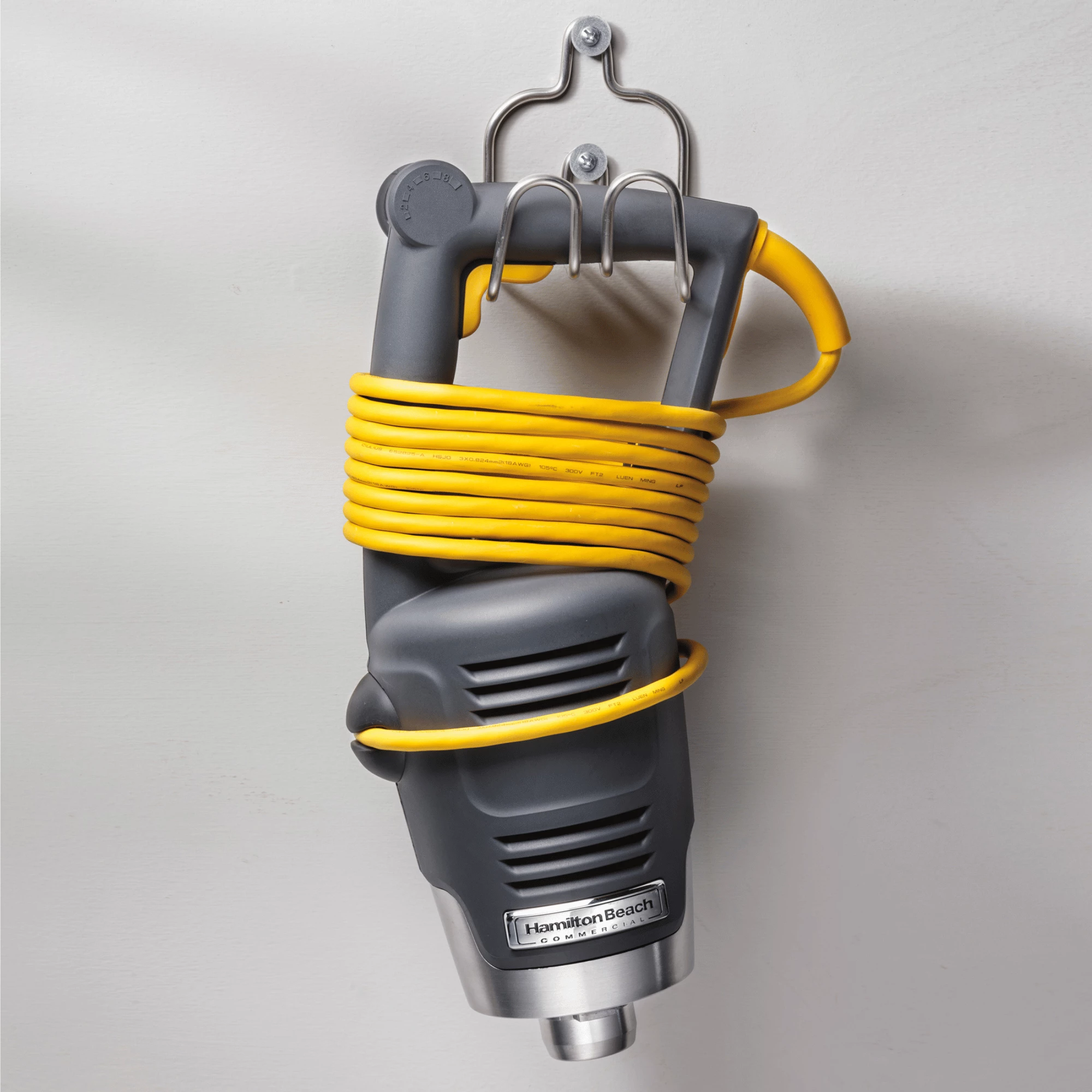 Blender zhytës, Hamilton Beach Commercial BigRig, deri 121 L, krah çelik inox, 930x216 mm, me bazë fuqie dhe mbajtëse muri