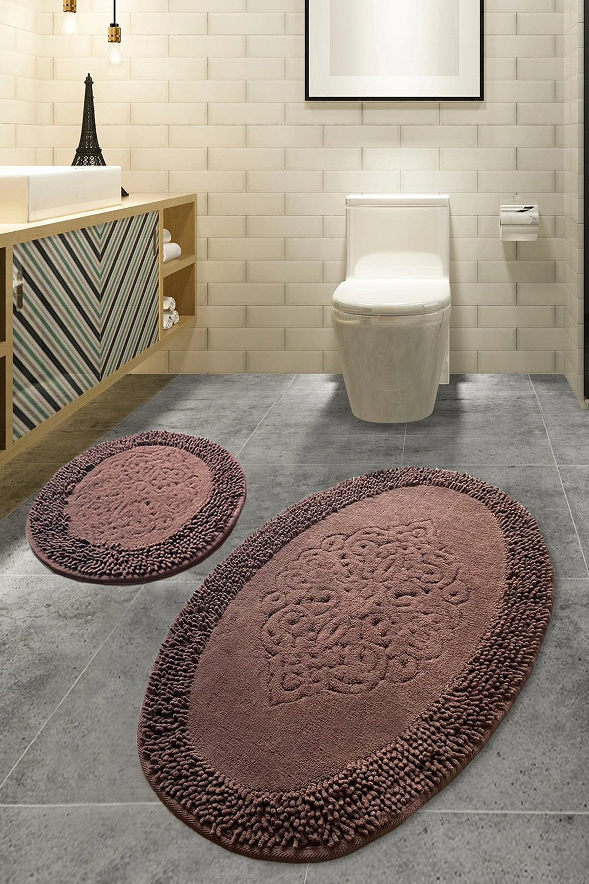 Set tapetash për banjo (2 copë), Mijölnir, Piante Oval, kafe