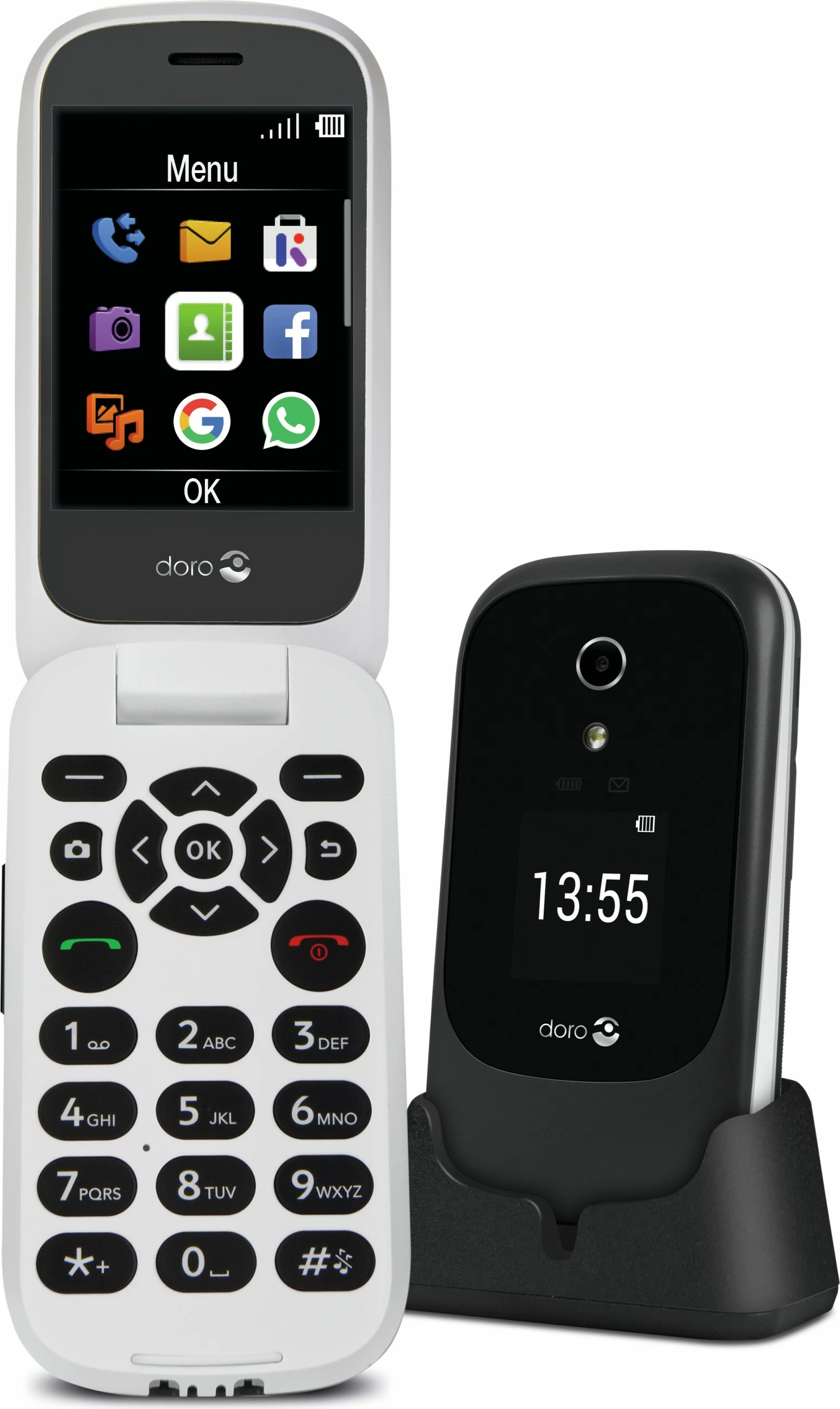 Celular Doro 6060, tastierë e madhe, flip, i zi