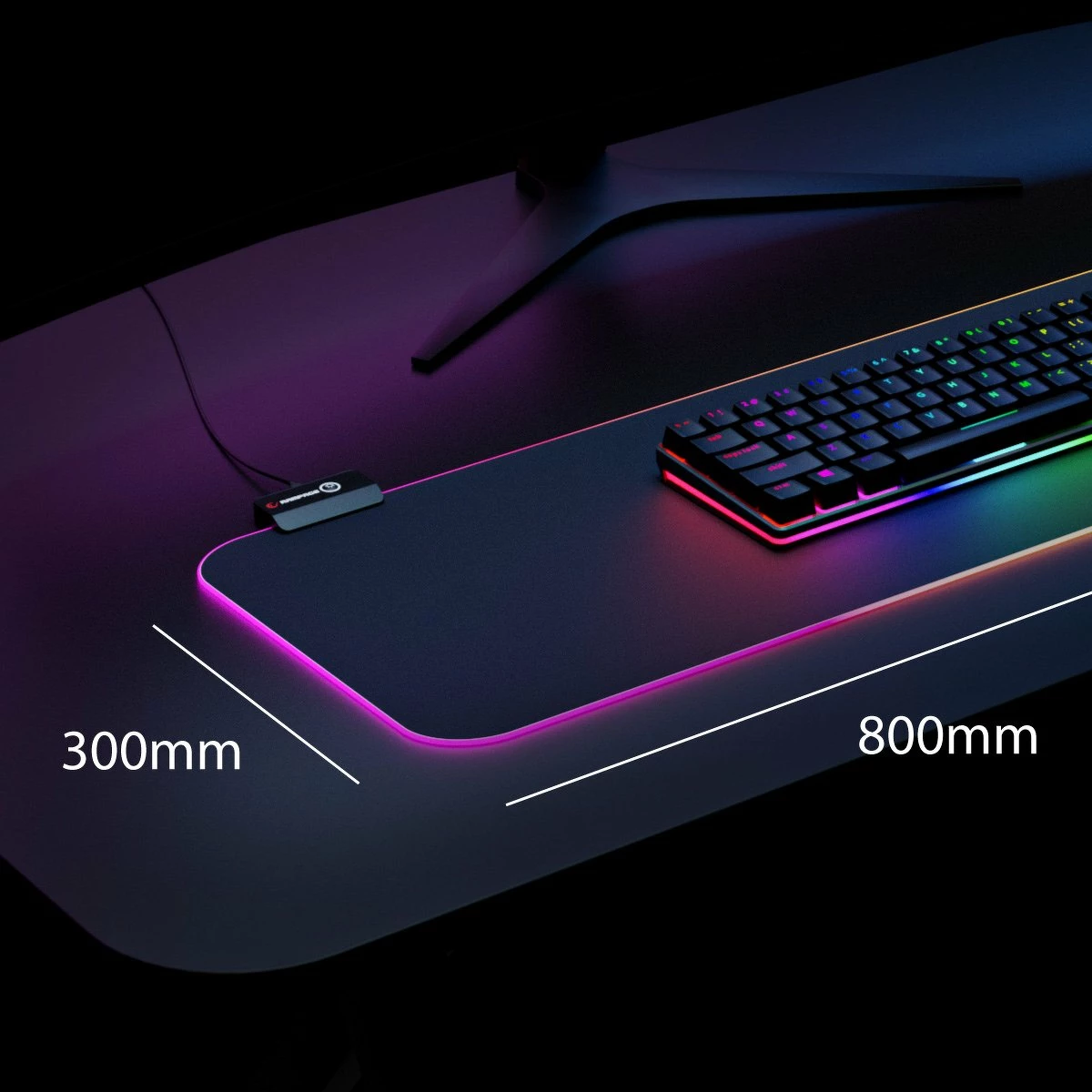 Mauspad gaming Rampage MP-24 RGB 30x80cm RGB 3mm e zezë