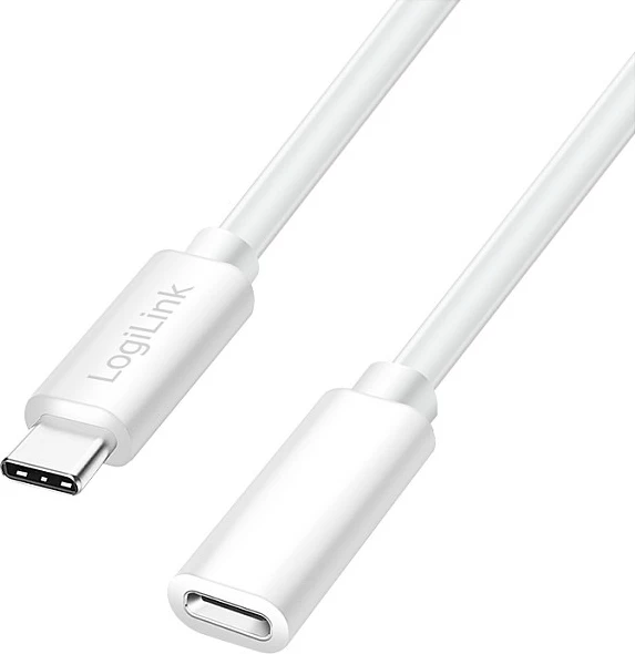 Kabllo USB Type-C LogiLink C/M në C/F, USB 2.0, 2 m, 100W, e bardhë