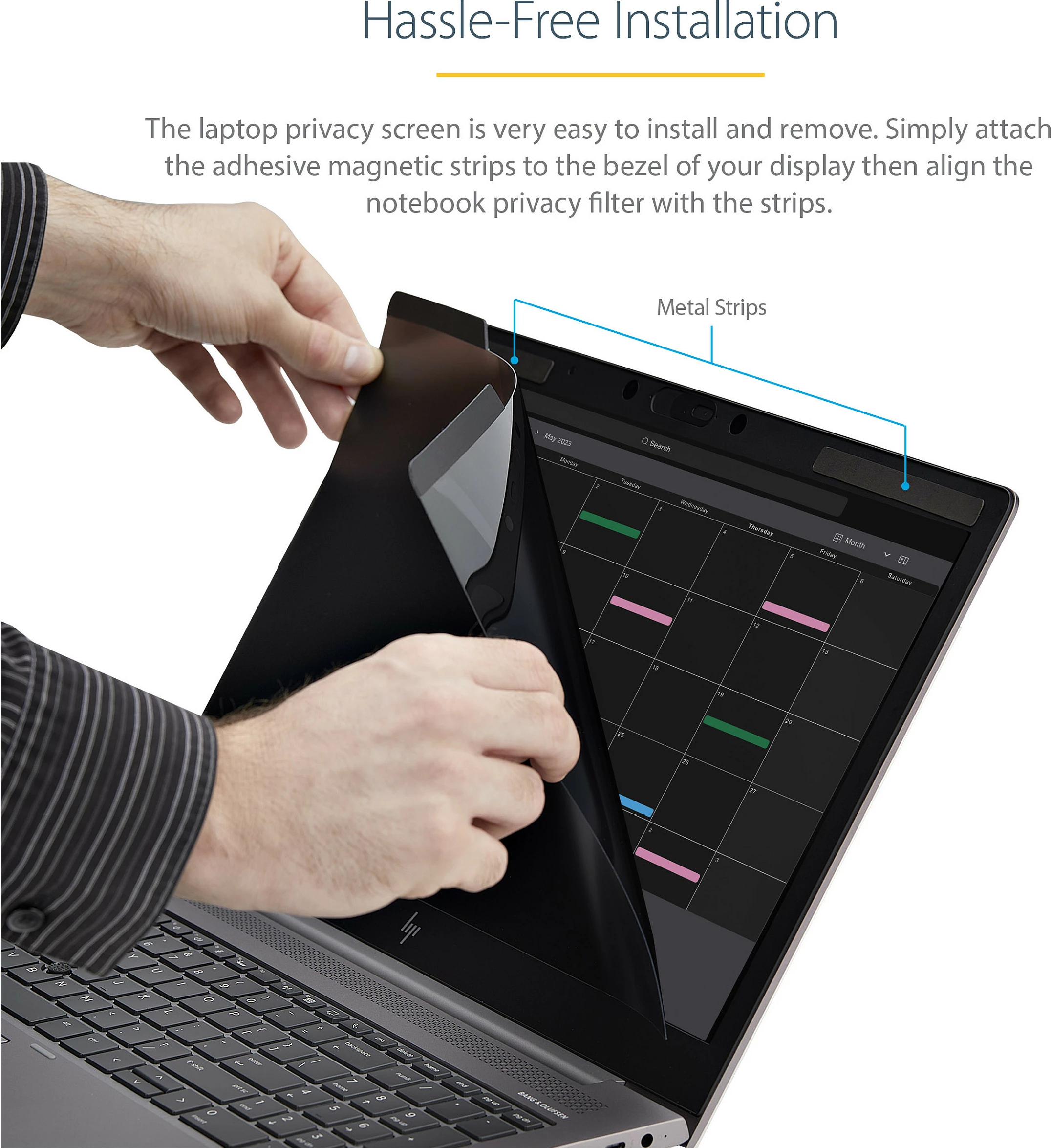 Filtër privatësie për laptop StarTech PRIVSCNLT15, 15.6", 16:9, magnetik, anti-shkëlqim, reduktim drite blu, i zi