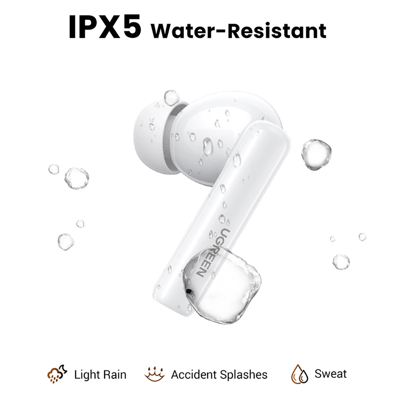 Kufje wireless Ugreen HiTune T6 me ANC, Bluetooth 5.3, 400 mAh, të bardha, me kabllo USB-A në USB-C