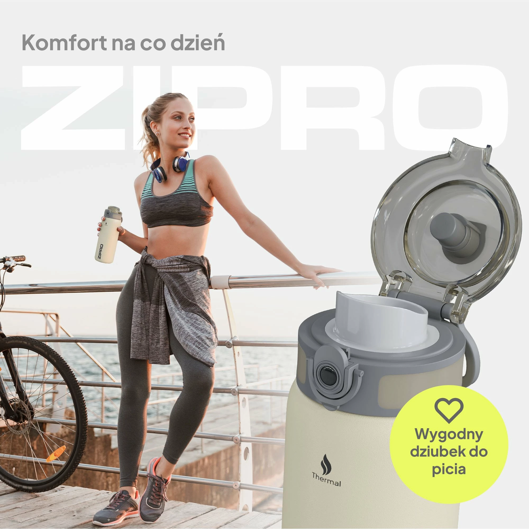 Shishe termike Zipro 1000 ml inox 18/8, bezhë
