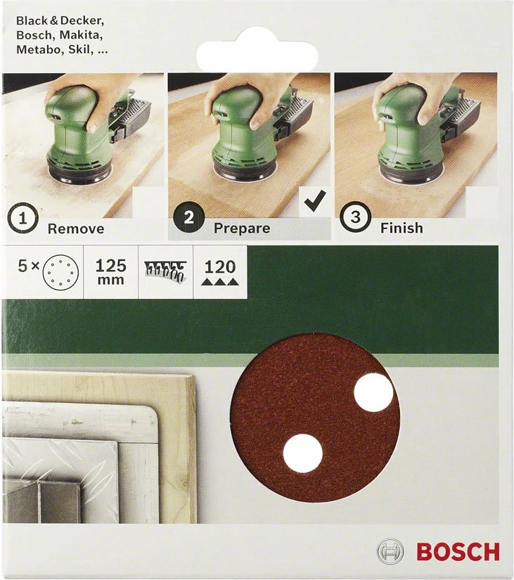 Letër zmerile Bosch DIY Ø150 mm G60/120/240, 6 copë, e kuqe