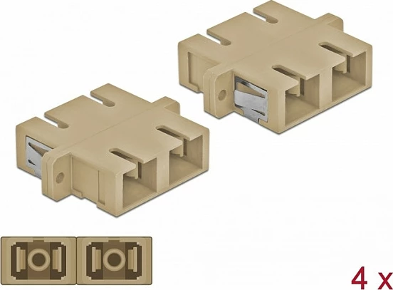 Kupler fiber optike DeLOCK SC Duplex Female-Female, 4 copë, Beige