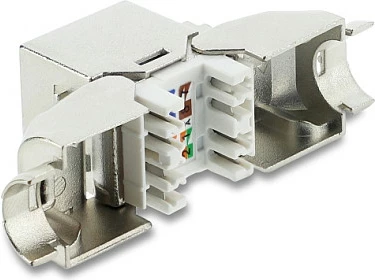Modul Keystone DeLOCK RJ45 në LSA Cat6A, 90° i kënduar, pa vegla, inox