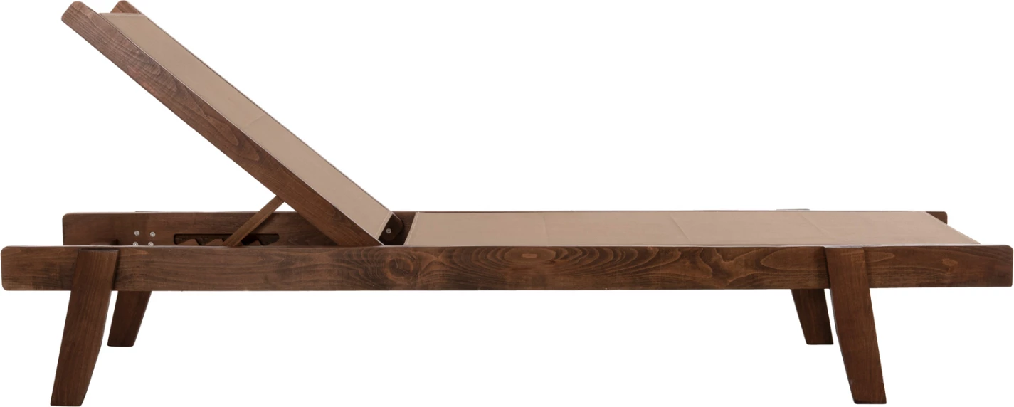 Shezlong profesional për plazh, dru fagu, ngjyrë arre dhe tekstileni mocha, FH10356.06, 200x61-66x31-91H cm