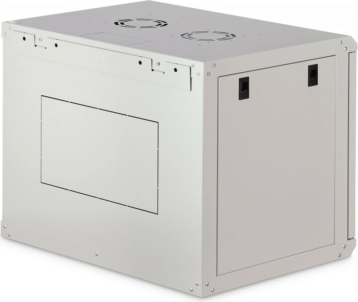 Kabinet rrjeti muror 19" 9U, Digitus, DN-37104, 474×600×450 mm, derë xhami, IP20, kapacitet ngarkese 60 kg, i pambledhur, gri