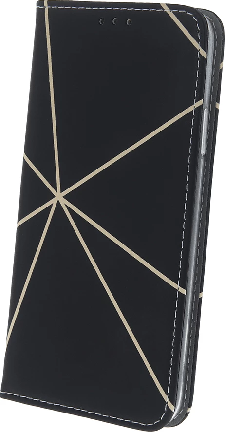 Mbështjellës flip ONASI Mistik për Samsung Galaxy A03 LTE A035, PU, me magnet, stand, xhep për kartë, zi me vija ari