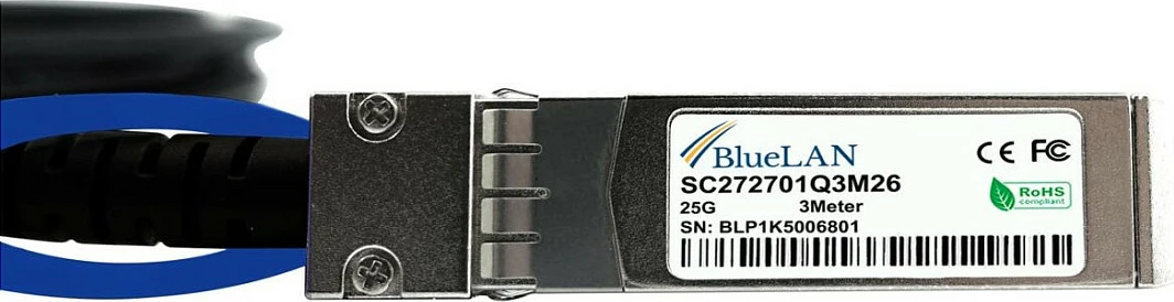 Kabllo DAC BlueOptics BlueLAN SFP-25G-C3M, SFP28-SFP28, 25Gbps, 3m, zi/argjendtë