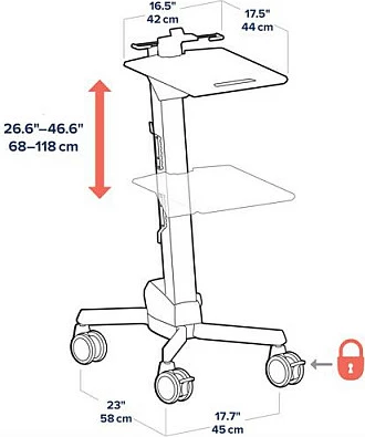Karrocë laptopi Ergotron Neo-Flex, 12-17.3", kapacitet 6.8 kg, rregullim lartësie 50.8 cm, gri