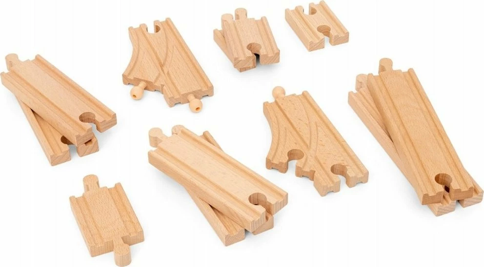 Set shina treni BRIO 36099, 12 copë, prej druri, ngjyrë dru