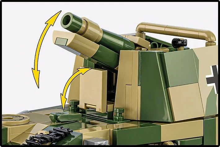 Set blloqe ndërtimi, Cobi, COBI-2665 Sd.Kfz.138/1 Grille Ausf. M, 720 elemente, shkallë 1:28, me figurë, kamuflazh jeshile