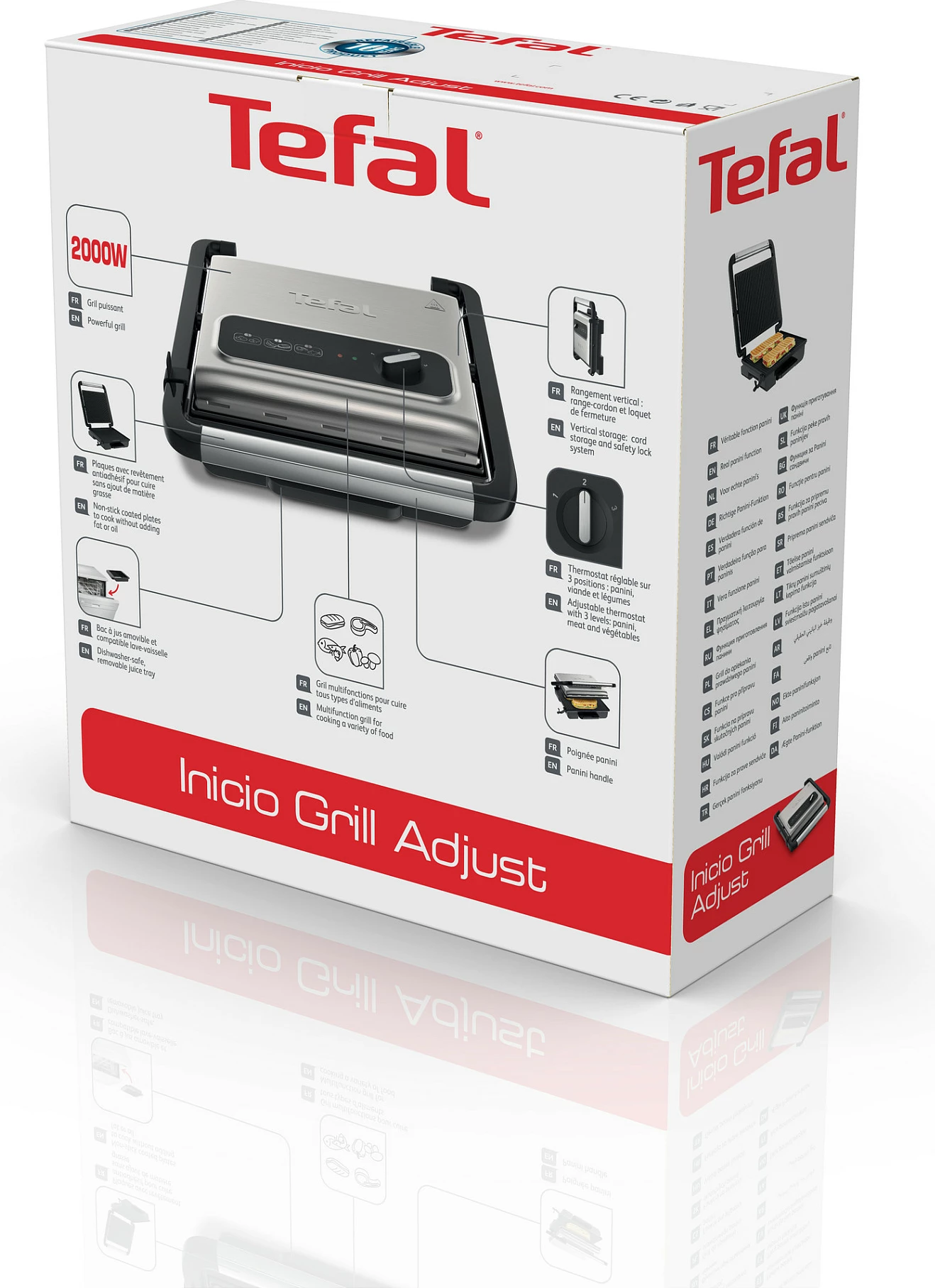Grill tavoline Tefal Inicio GC242D12, 2000W, 3 nivele, i zi/inoks