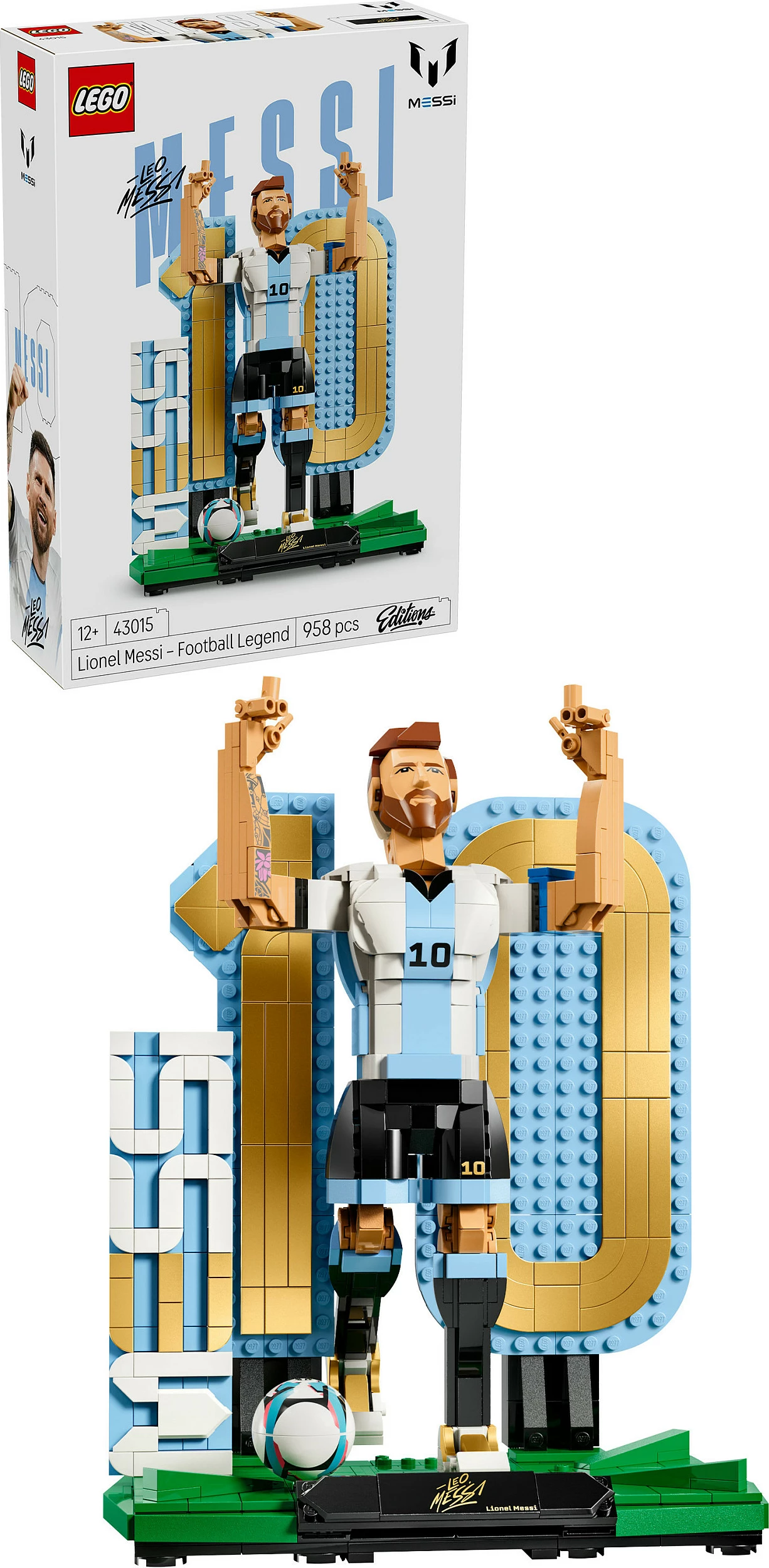 Set ndërtimi LEGO 43015 Lionel Messi – Football Legend, 958 pjesë, shumëngjyrësh